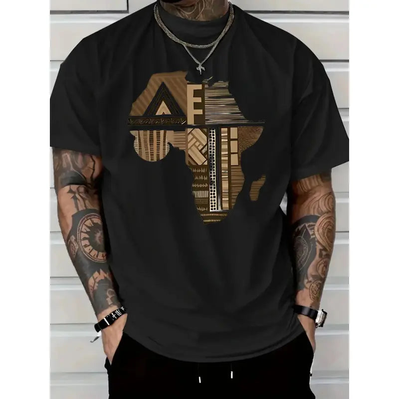 African Map Tribal Pattern Unisex Graphic T Shirt