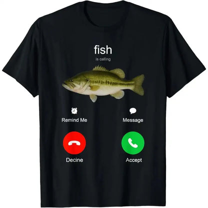 Fish Is Calling Funny Bass Phone Graphic T Shirt