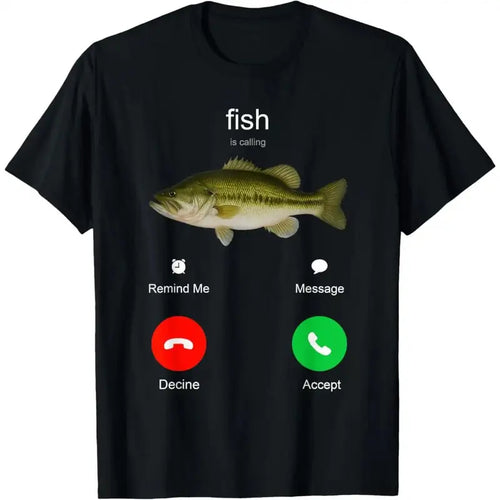 Fish Is Calling Funny Bass Phone Graphic T Shirt