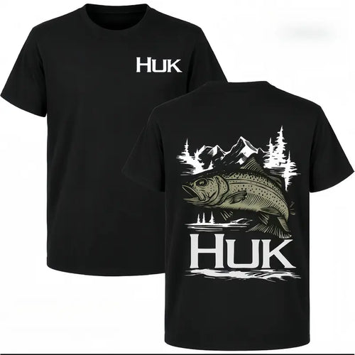 Huk Trout Mountain Front And Back Fishing Graphic T Shirt