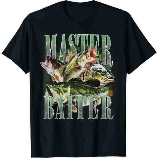 Master Baiter Bass Fishing Dad Funny Graphic T Shirt
