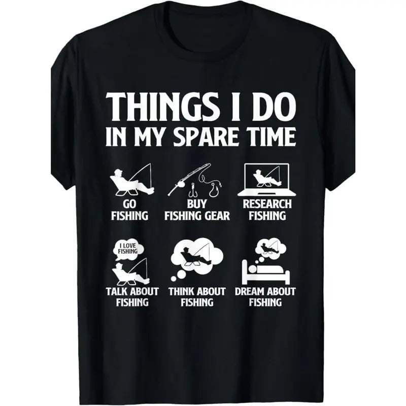 Things I Do In My Spare Time Fishing Icons Funny Graphic T Shirt