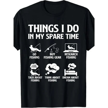 Things I Do In My Spare Time Fishing Icons Funny Graphic T Shirt