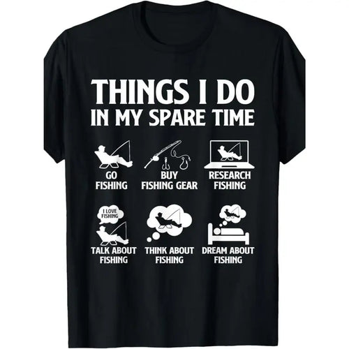 Things I Do In My Spare Time Fishing Icons Funny Graphic T Shirt