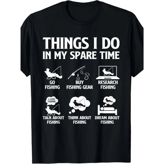 Things I Do In My Spare Time Fishing Icons Funny Graphic T Shirt