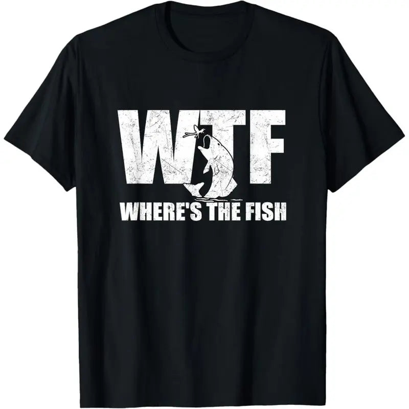 WTF Wheres The Fish Funny Fishing Graphic T Shirt