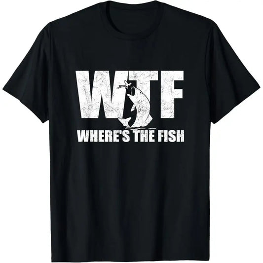 WTF Wheres The Fish Funny Fishing Graphic T Shirt